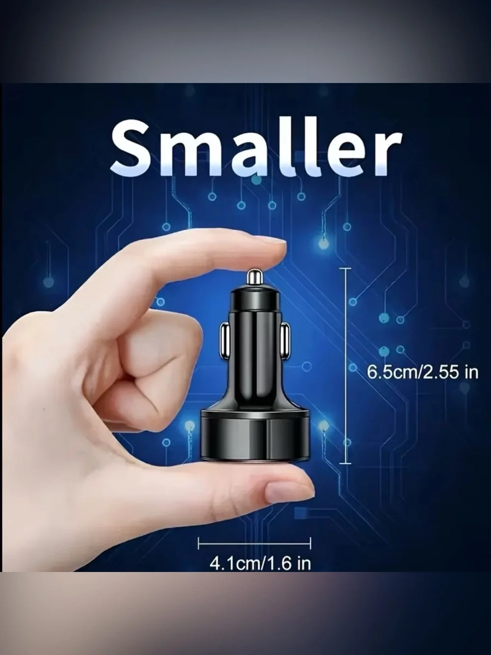 Car USB Charger with Fast Charging 6-Port Black Digital Display Multiple Devices